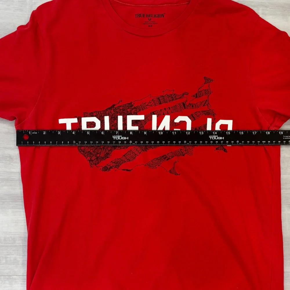 True Religion Men's Red Graphic Tee Medium